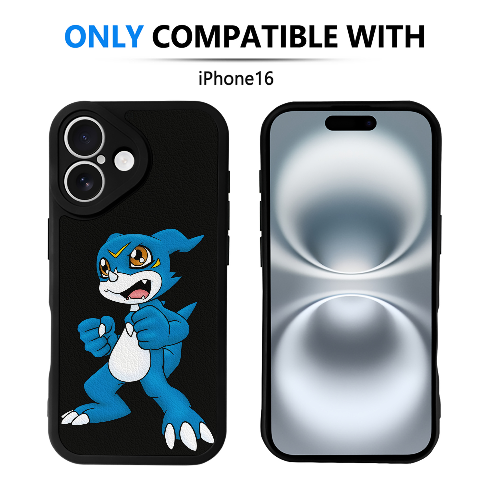 （画像用） Digimon デジタルモンスター/デジモン 【iPhone 16シリーズ対応】シリコンスマホケース（レザー調） 材質：シリコン